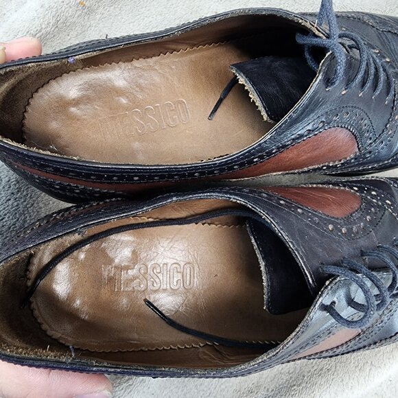 Messico Shoes Mens Size 10 Black Leather Lace Up Brogue Oxford *Read* main image 5